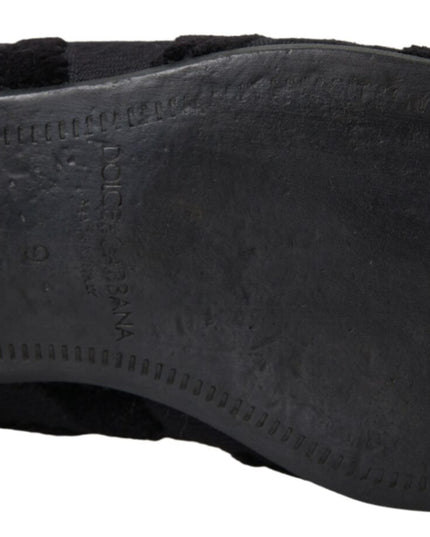 Dolce & Gabbana Black Brocade Loafers Formal Shoes