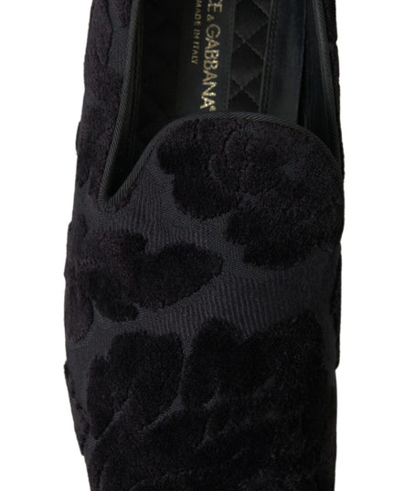 Dolce & Gabbana Black Brocade Loafers Formal Shoes