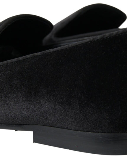 Dolce & Gabbana Black Velvet Loafers Formal Shoes