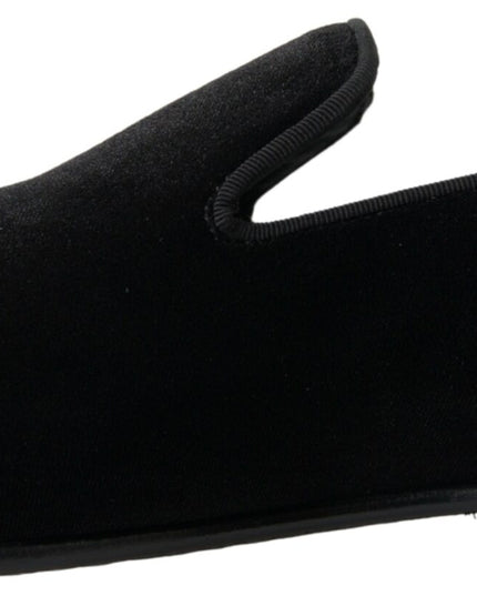Dolce & Gabbana Black Velvet Loafers Formal Shoes