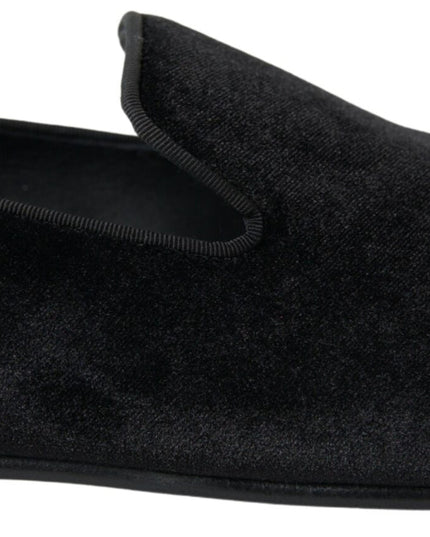Dolce & Gabbana Black Velvet Loafers Formal Shoes
