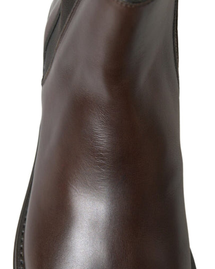Dolce & Gabbana Brown Leather Chelsea Mens Boots Shoes