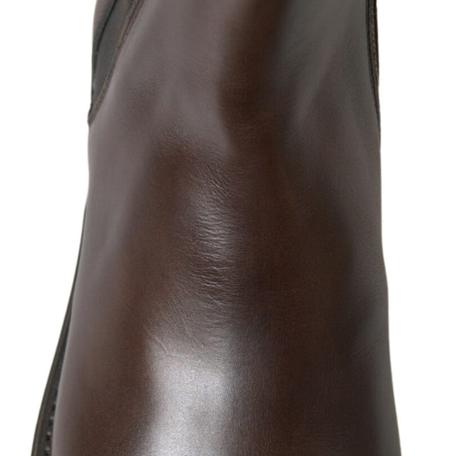 Dolce & Gabbana Brown Leather Chelsea Mens Boots Shoes
