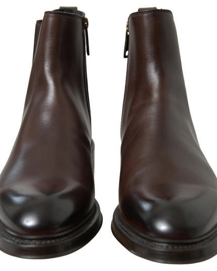 Dolce & Gabbana Brown Leather Chelsea Mens Boots Shoes