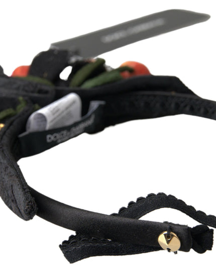 Dolce & Gabbana Black with multicolor Fig Fruit Crystal Tiara Diadem Headband