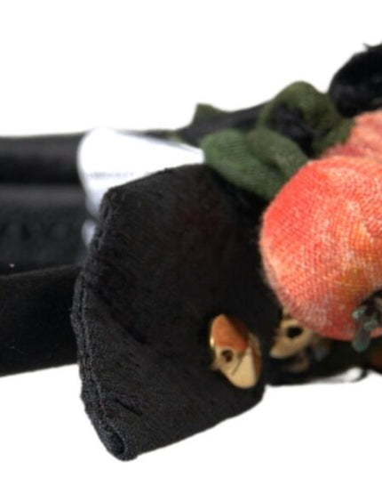 Dolce & Gabbana Black with multicolor Fig Fruit Crystal Tiara Diadem Headband