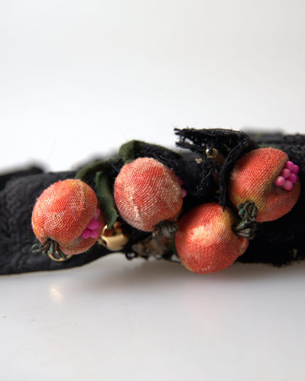 Dolce & Gabbana Black with multicolor Fig Fruit Crystal Tiara Diadem Headband