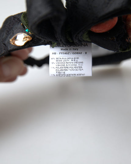 Dolce & Gabbana Black with multicolor Fig Fruit Crystal Tiara Diadem Headband