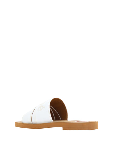 Chloé Elegant White Cotton Slide Sandals