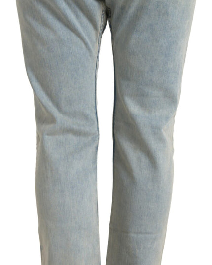 Dolce & Gabbana Blue Washed Cotton Mid Waist Skinny Jeans
