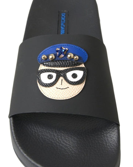 Dolce & Gabbana Black Slides Sandals Beach Saint Barth Shoes