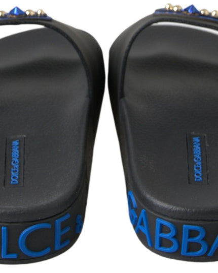 Dolce & Gabbana Black Slides Sandals Beach Saint Barth Shoes