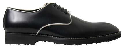Dolce & Gabbana Black White Leather Formal Shoes