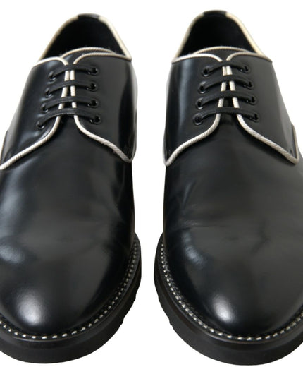 Dolce & Gabbana Black White Leather Formal Shoes