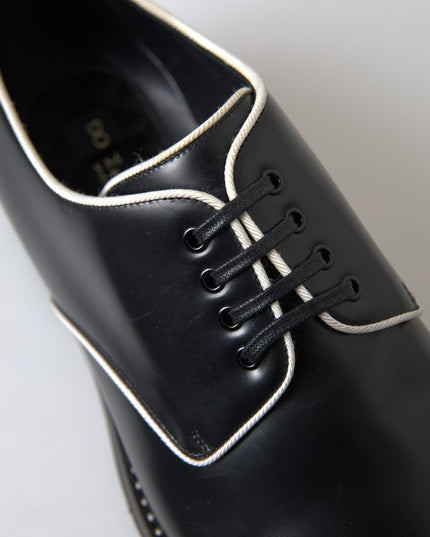 Dolce & Gabbana Black White Leather Formal Shoes