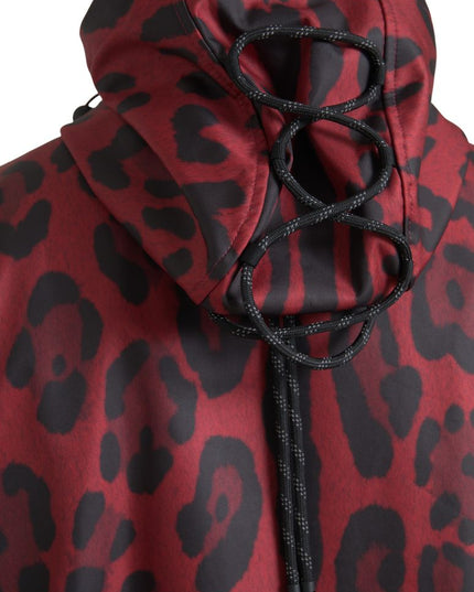 Dolce & Gabbana Red Leopard Hooded Rain Coat Jacket
