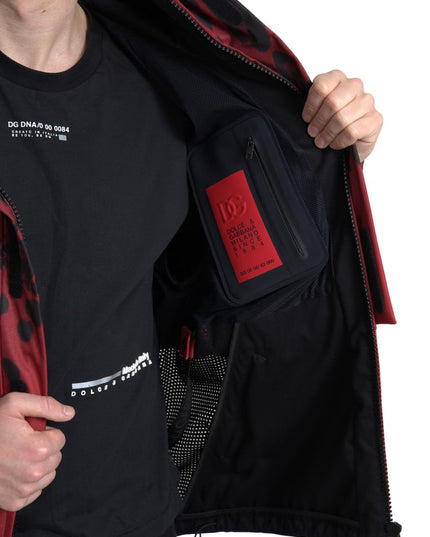 Dolce & Gabbana Red Leopard Hooded Rain Coat Jacket