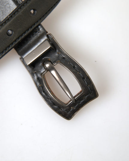 Ermanno Scervino Black Leather Metal Buckle Cintura Belt