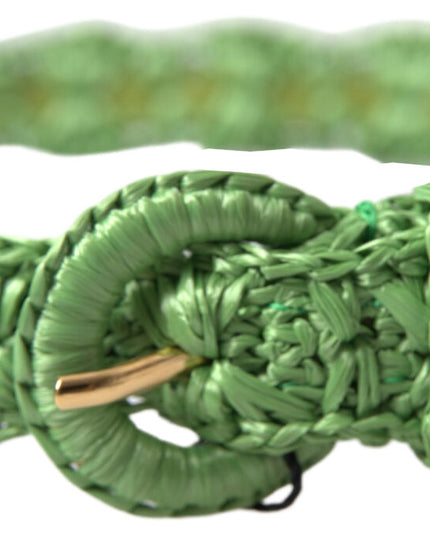 Dolce & Gabbana Green Viscose Weaved Skinny Waist Belt
