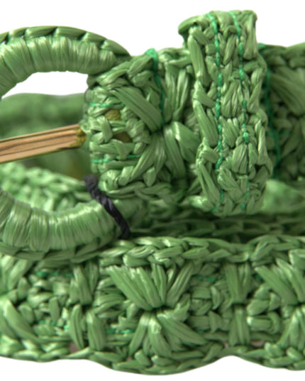 Dolce & Gabbana Green Viscose Weaved Skinny Waist Belt