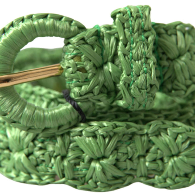 Dolce & Gabbana Green Viscose Weaved Skinny Waist Belt