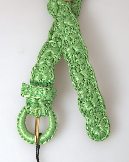 Dolce & Gabbana Green Viscose Weaved Skinny Waist Belt