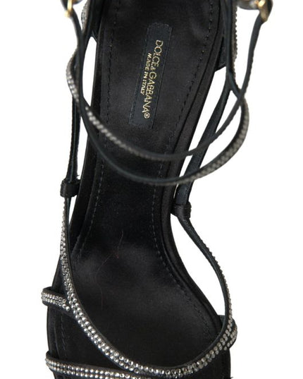 Dolce & Gabbana Rhinestone Stiletto Sandal Satin Shoes