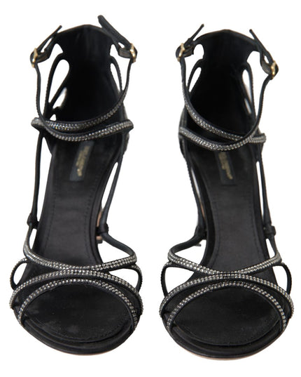 Dolce & Gabbana Rhinestone Stiletto Sandal Satin Shoes