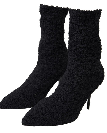 Dolce & Gabbana Black Stiletto Heels Mid Calf Boots