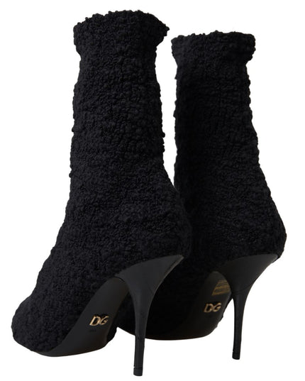 Dolce & Gabbana Black Stiletto Heels Mid Calf Boots