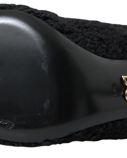 Dolce & Gabbana Black Stiletto Heels Mid Calf Boots