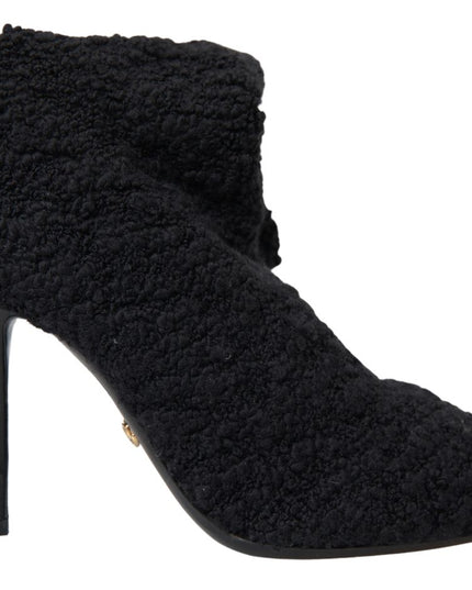 Dolce & Gabbana Black Stiletto Heels Mid Calf Boots
