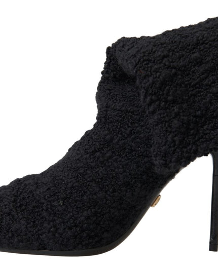Dolce & Gabbana Black Stiletto Heels Mid Calf Boots