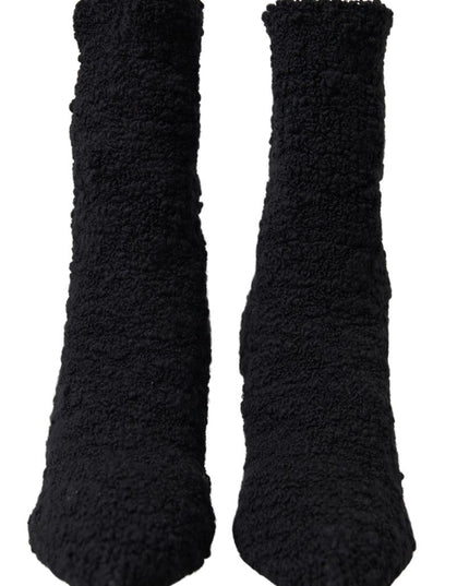 Dolce & Gabbana Black Stiletto Heels Mid Calf Boots