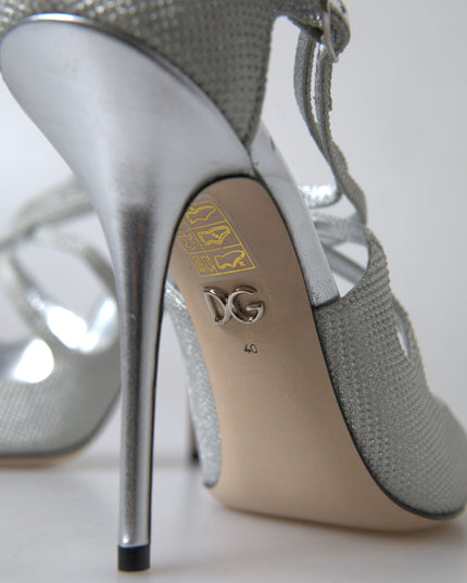 Dolce & Gabbana Silver Shimmers Sandals Heel Pumps Shoes