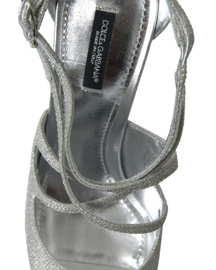 Dolce & Gabbana Silver Shimmers Sandals Heel Pumps Shoes