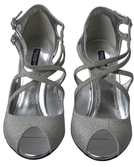 Dolce & Gabbana Silver Shimmers Sandals Heel Pumps Shoes