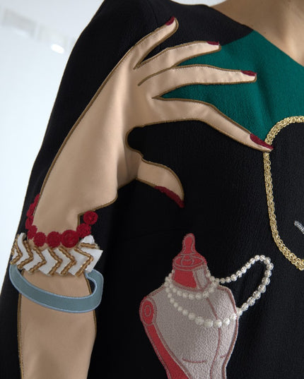 Dolce & Gabbana Multicolor Long Sleeves A-line Maxi Dress