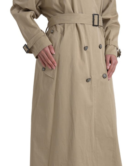 Dolce & Gabbana Khaki Double Breasted Trench Coat Jacket
