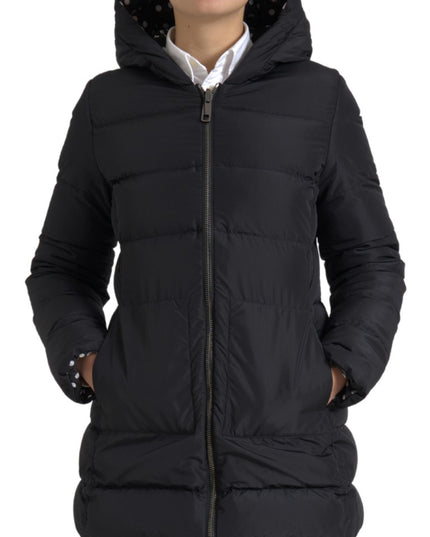 Dolce & Gabbana Black Polyester Hooded Reversible Jacket