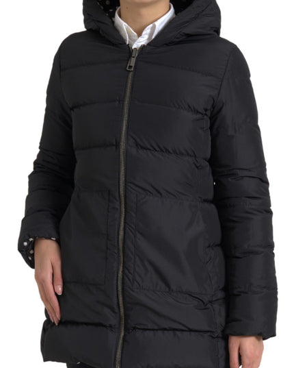 Dolce & Gabbana Black Polyester Hooded Reversible Jacket