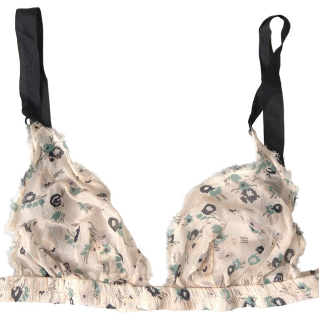 Costume National Beige Floral Underwear Bikini Bra