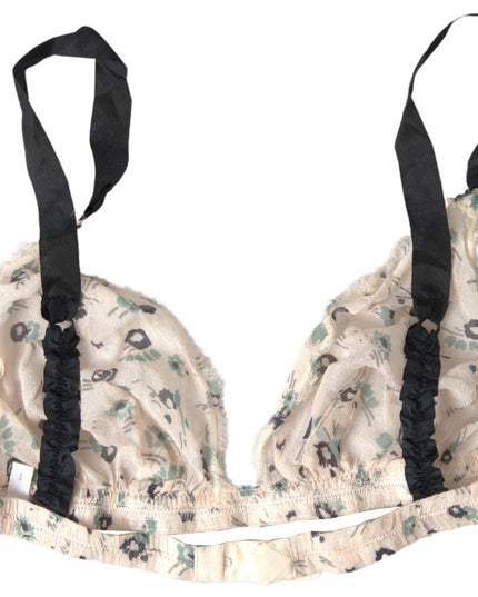 Costume National Beige Floral Underwear Bikini Bra