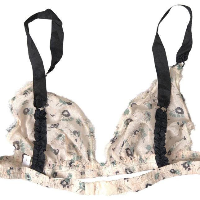 Costume National Beige Floral Underwear Bikini Bra