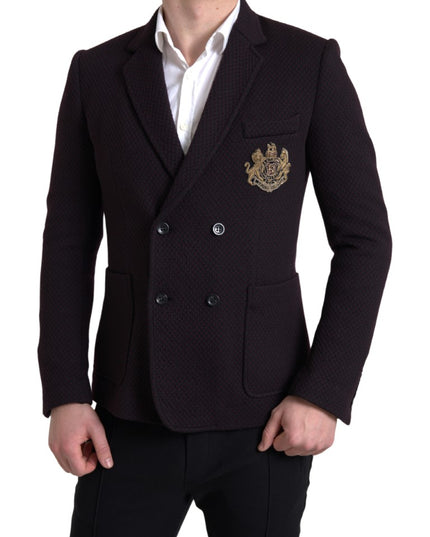 Dolce & Gabbana Purple Logo Embroidery Double Breasted Blazer