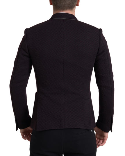 Dolce & Gabbana Purple Logo Embroidery Double Breasted Blazer