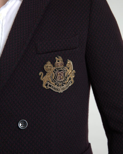 Dolce & Gabbana Purple Logo Embroidery Double Breasted Blazer