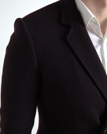 Dolce & Gabbana Purple Logo Embroidery Double Breasted Blazer