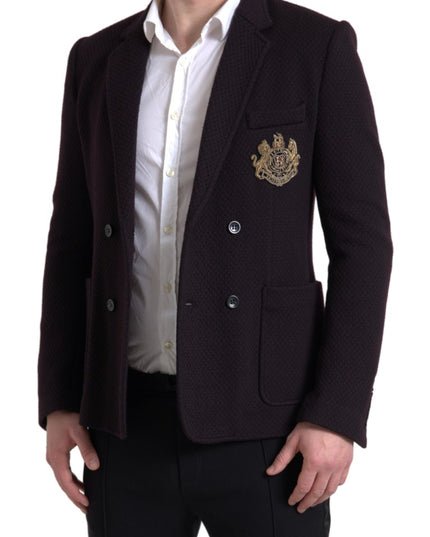 Dolce & Gabbana Purple Logo Embroidery Double Breasted Blazer