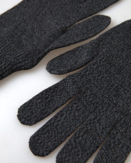 Dolce & Gabbana Gray Virgin Wool Knit Hands Mitten Men Gloves